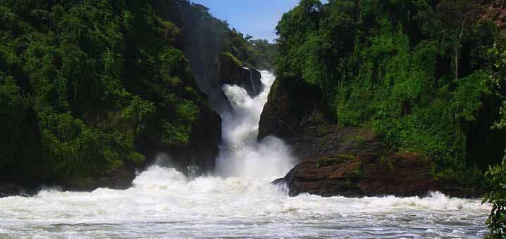 The Mighty River Nile exploding violently through a narrow cleft in the Rift Valley escarpment