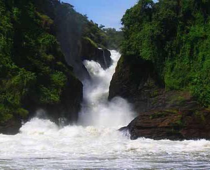 The Mighty River Nile exploding violently through a narrow cleft in the Rift Valley escarpment